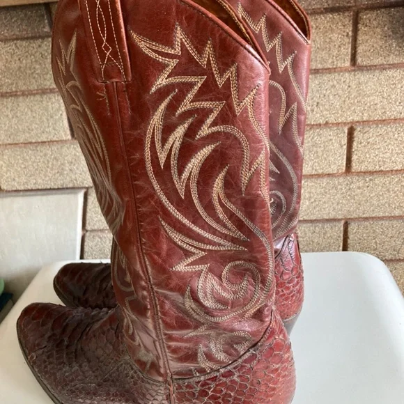 Vintage Dan Post Snakeskin and Leather Cowboy Boots Men’s Size 11D
